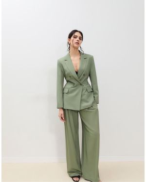 Stradivarius Belted Blazer - Green