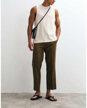 ASOS Smart Straight Cropped Trousers - Natural