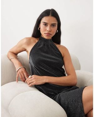 New Look Glitzer-halterneck-minikleid - Schwarz