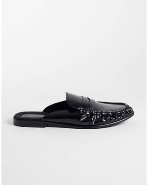 SEQWL Dash Refined Ruched Loafer Mules - Black