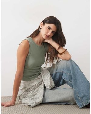 Abercrombie & Fitch Ribbed Tank Top With Built - Multicolour