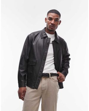 TOPMAN Faux Leather Jacket With Front Pockets - Grey