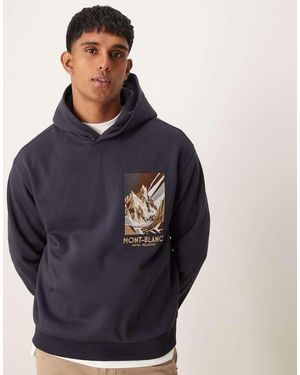 Mango Sudadera De Corte Estándar Con Capucha Y Estampado Gráfico De - Azul