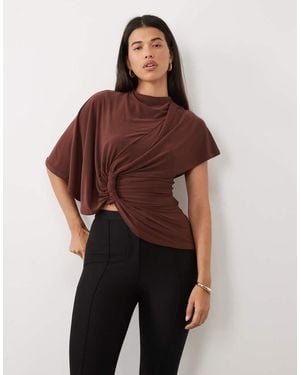 ASOS Asymmetrische Top Met Gedrapeerd Detail En Knoopdetail - Paars