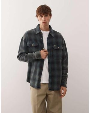 Deus Ex Machina Camisa Blanca Y Gris De Manga Larga De Franela Too Busy De - Azul