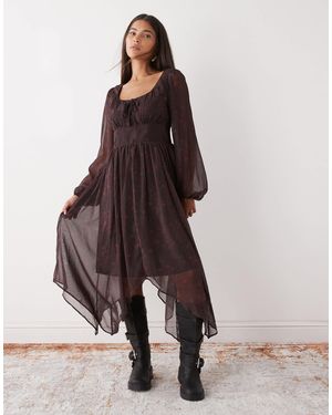 Reclaimed Vintage – winterliches prärie-midikleid - Natur