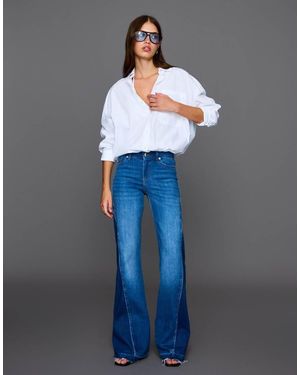 Bershka Contrast Flared Jeans - Blue