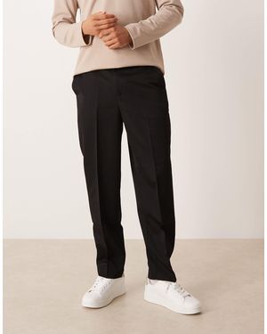 ASOS Tailored Relaxed Tapered Pants With Quarter Elasticated Waistband - Natural