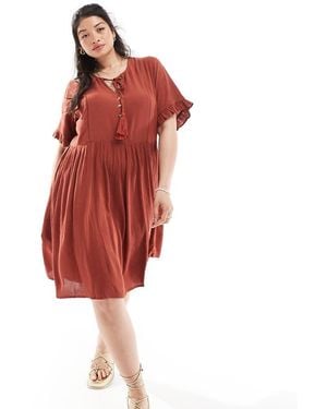Yours Tie Front Midi Dress - Red