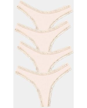 Stripe & Stare Thong Four Pack - Natural
