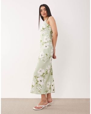 Vila Racer Satin Midi Dress - Natural