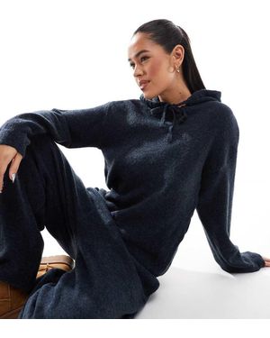 Pieces Cosy Knitted Hoodie Co-ord - Blue