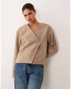 Y.A.S Asymetric Fastened Short Jacket - Natural