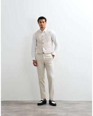Jack & Jones Premium Co-ord Linen Blend Slim Suit Trousers - White