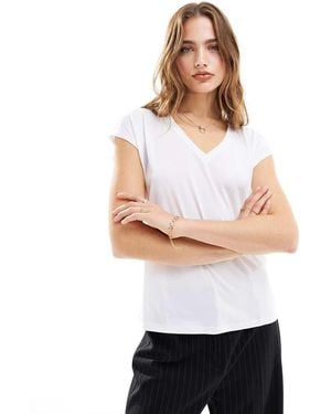 Vila T-Shirt Bianca Aderente Con Scollo A V - Bianco