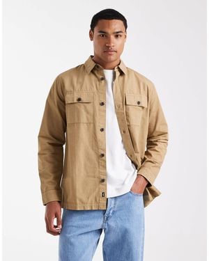 Threadbare Cotton Poplin Button Down Shacket - Natural