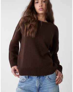 Stradivarius Maglione Girocollo - Marrone
