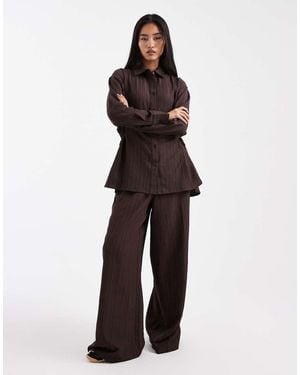 Wednesday's Girl Striped Wide Leg Trousers - Black