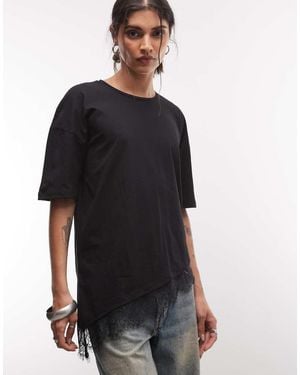 Noisy May Asymmetrische Kanten Zoom T-Shirt - Zwart
