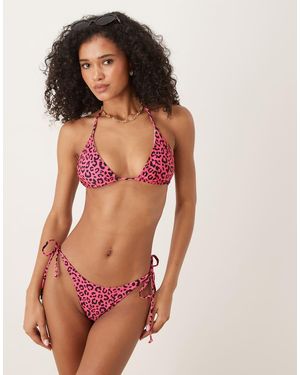 OOSC Bikinibroekje Met Gestrikte Zijkanten En Luipaardprint - Rood