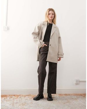 Noisy May Chaqueta Color Crema Estilo Americana Extragrande Y Holgada De -Blanco - Neutro