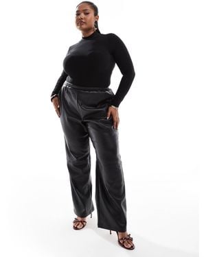 4th & Reckless Leather Look Straight Leg Pull-on Pants - Black