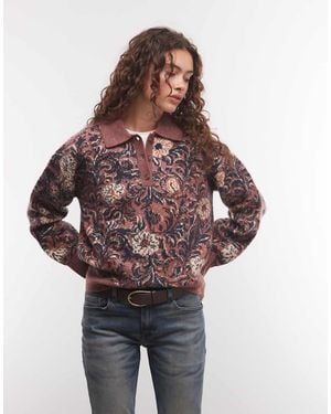 Wrangler Ranch Floral Polo Jumper - Red