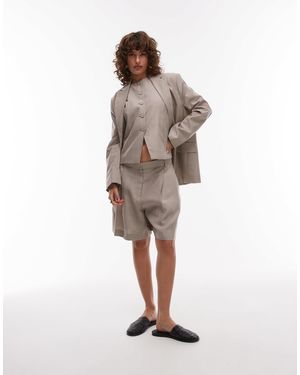 Mango Cotton Pinstripe Tailored Short Co-Ord - Natural