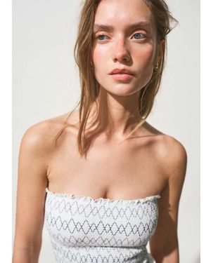 Mango Teen Shir Embroide Strappy Cami Co-ord - Natural