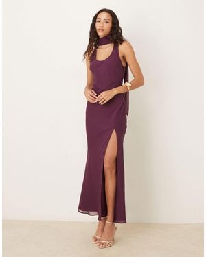 ASOS Scoop Neck Scarf Detail Midaxi Dress - Pink