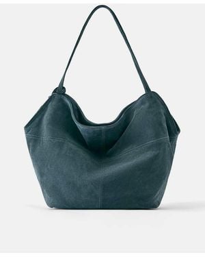 Pull&Bear Leather Shopper Bag - Blue