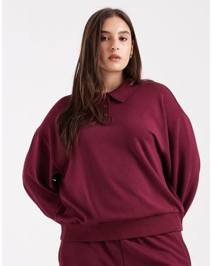 ASOS Asos Design Curve Cupro Henley Sweatshirt - Red