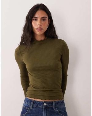 Jdy High Neck Lettuce Edge Top - Green