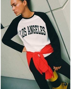 Pull&Bear Los Angeles Raglan Sleeve T-Shirt - Red