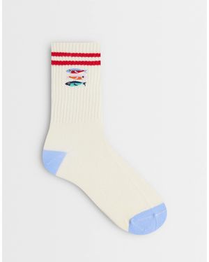 Accessorize Sardine Varsity Socks - White