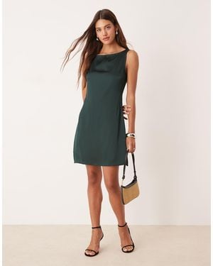 Vila Slash Neck Satin Mini Dress - Black