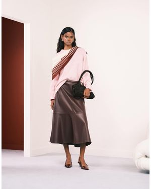 Mango Faux Leather Midi Skirt - Pink