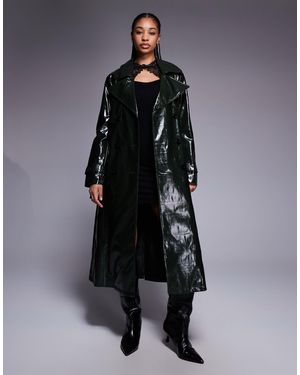 River Island – trenchcoat aus kunstleder - Schwarz