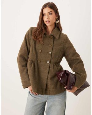Motel Lacarti Double Breasted Herringbone Coat - Brown