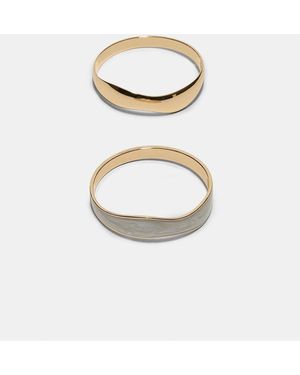 Stradivarius Set Of 2 Enamel Bracelets - White