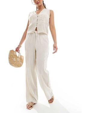 ONLY Pull Up Linen Trousers Co-ord - White