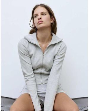 Pull&Bear High Neck Interlock Jacket - Grey