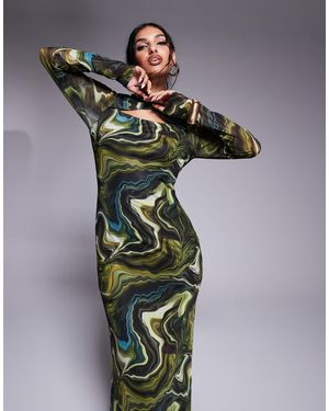 DASKA Robe longue à imprimé ondoyant abstrait - Multicolore