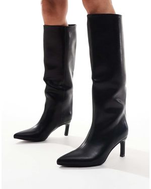 SEQWL Knee High Kitten Heel Boot - Black