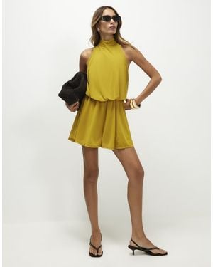 River Island Halter Neck Drape Playsuit - Yellow