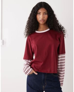 Collusion Double Layer Long Sleeve Tshirt - Red