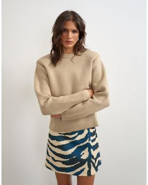 TOPSHOP Pull en maille à épaules rembourrées couleur avoine - Neutre