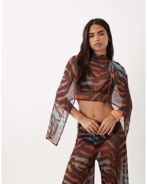 ASOS Printed Mesh Cape - Brown