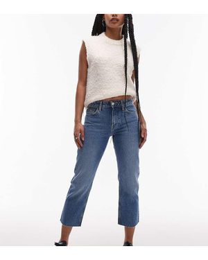 Topshop Unique Vaqueros Capri De Corte Recto Y Talle Medio Con Bajos Sin Rematar De - Azul