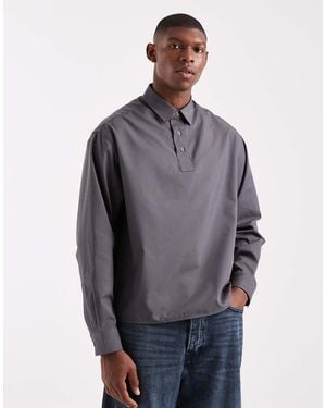 ASOS Oversized Poplin Rugby Shirt - Grey